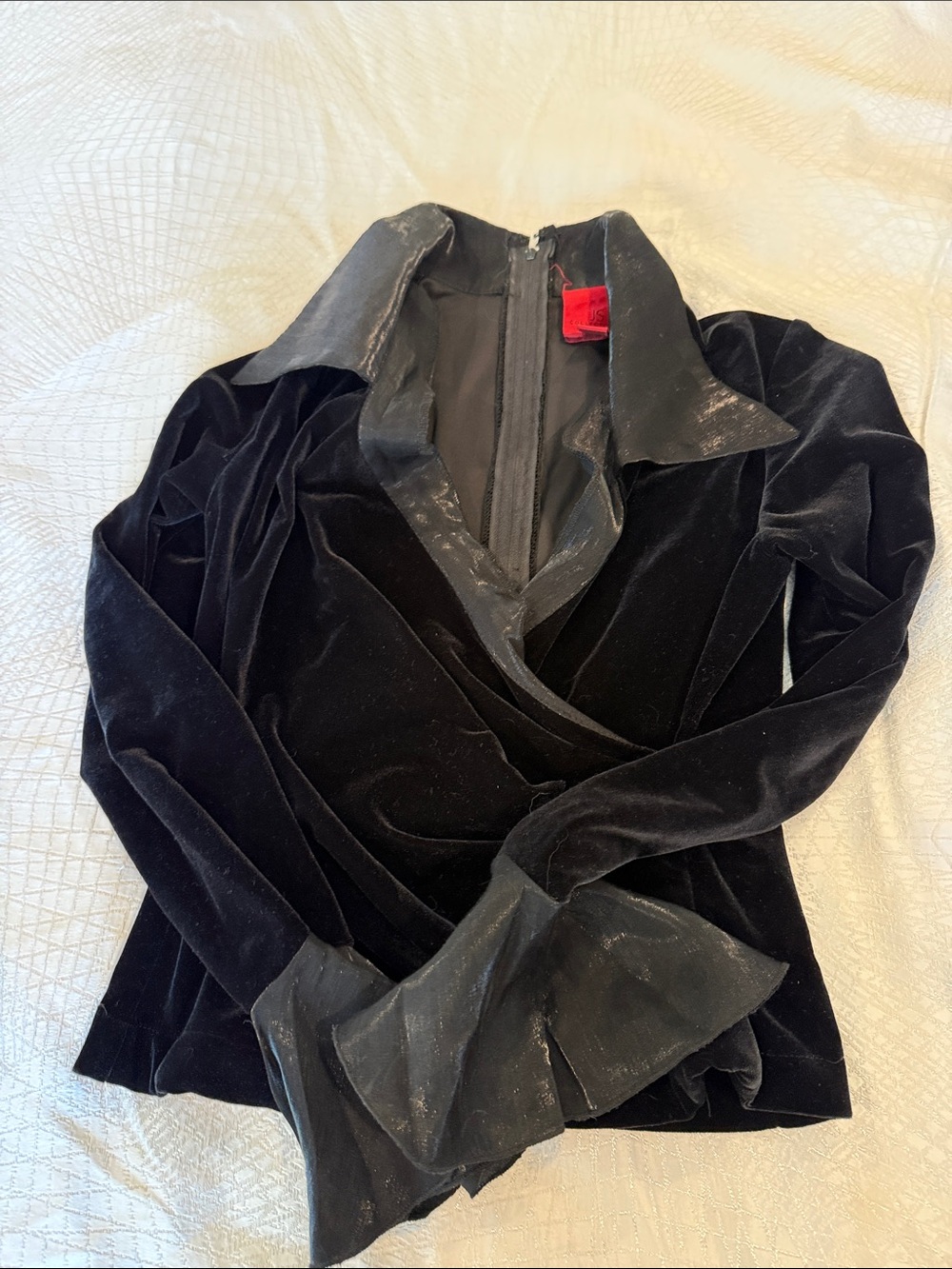 JS Collections Black Velvet Wrap Blazer with Shimmer Trim